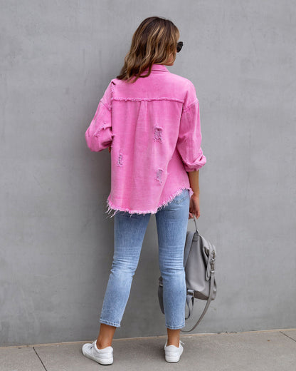 Veste Chemise Denim Déchirée