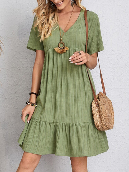 Robe d'été à col V - Légère, Élégante & Ultra-Féminine