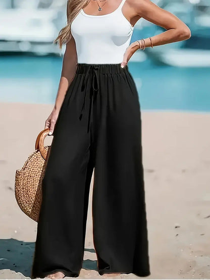 large décontracté pour femme avec faux cordon de serrage, coupe ample et tendance