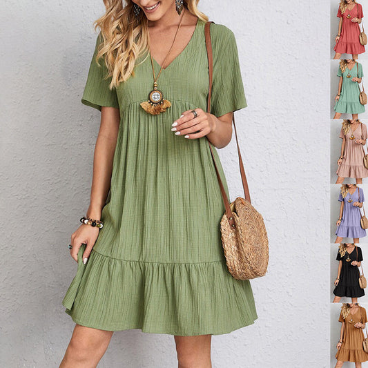 Robe d'été à col V - Légère, Élégante & Ultra-Féminine