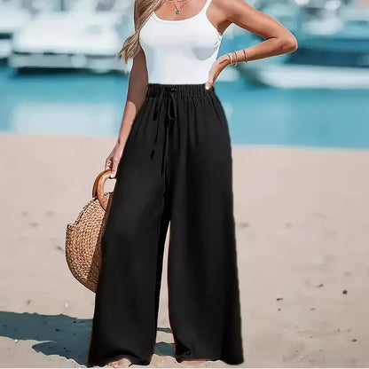 large décontracté pour femme avec faux cordon de serrage, coupe ample et tendance